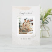 Watercolor Christmas Flower Dainty Personalized  シーズンカード (スタンド正面)