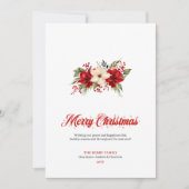 Watercolor Christmas Flowers Stylish Greeting Card シーズンカード (正面)