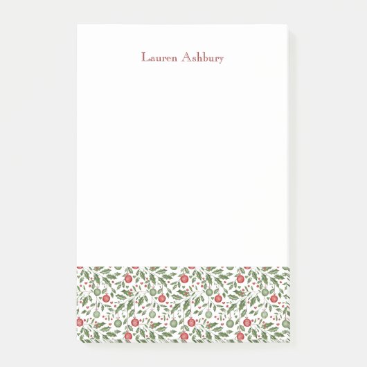 Watercolor Christmas Foliage Post-It Notes ポストイット (正面)