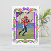Watercolor Christmas Football Garland & Tree Photo シーズンカード (スタンド正面)