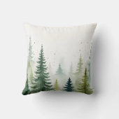 Watercolor Christmas Forest Trees Snowy Winter  クッション (裏面)