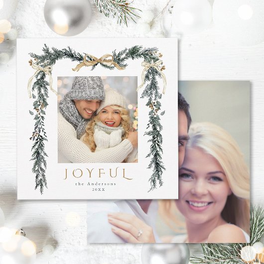 Watercolor Christmas Frame 2 Photo Square シーズンカード