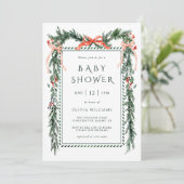 Watercolor Christmas Garland Baby Shower 招待状 (スタンド正面)