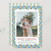 Watercolor Christmas Garland Nutcracker 2 Photos シーズンカード (正面/裏面)