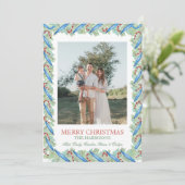 Watercolor Christmas Garland Nutcracker 2 Photos シーズンカード (スタンド正面)