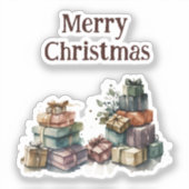 Watercolor Christmas Gifts  シール (正面)