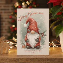 Watercolor Christmas Gnome Holiday Card シーズンカード