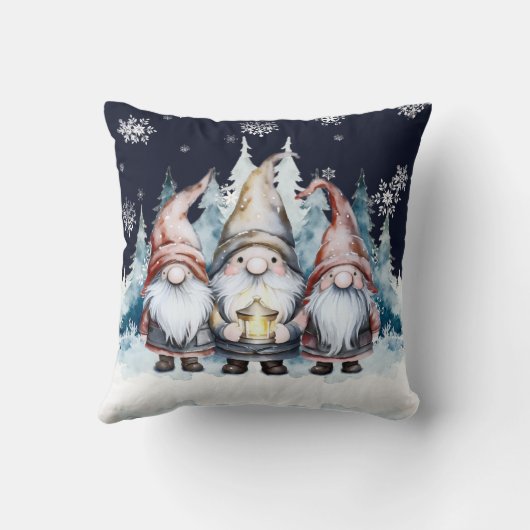 Watercolor Christmas Gnomes Personalized クッション (裏面)