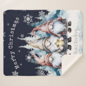 Watercolor Christmas Gnomes Personalized シェルパブランケット (正面(横))