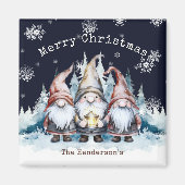 Watercolor Christmas Gnomes Personalized マグネット (正面)