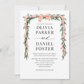 Watercolor Christmas Greenery QR Code Photo Bow 招待状 (正面)