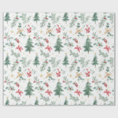 Watercolor Christmas Greenery Wrapping Paper ラッピングペーパー (フラット)
