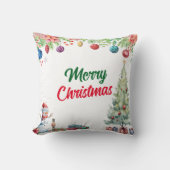 Watercolor Christmas Holiday  クッション (正面)