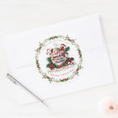 Watercolor Christmas Holiday Festive Mug Candy ラウンドシール (封筒)