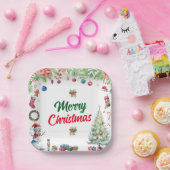 Watercolor Christmas Holiday Party ペーパープレート (パーティー)