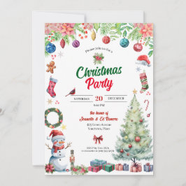 Watercolor Christmas Holiday Party 招待状