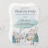 Watercolor Christmas Holiday Party Invitation 招待状 (正面/裏面)