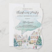 Watercolor Christmas Holiday Party Invitation 招待状 (正面)