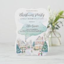 Watercolor Christmas Holiday Party Invitation