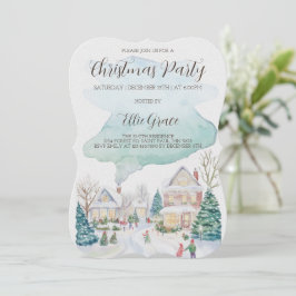 Watercolor Christmas Holiday Party Invitation 招待状
