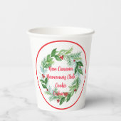 Watercolor Christmas Holiday Wreath CUSTOM 紙コップ (裏面)