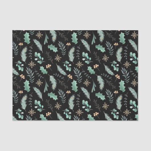 Watercolor Christmas Leaf Pattern 薄葉紙 (正面)