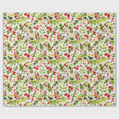 Watercolor Christmas Leaves and Berries ラッピングペーパー (フラット)