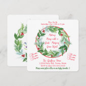 Watercolor Christmas MAHJONG Holiday Party 招待状 (正面/裏面)