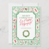 Watercolor Christmas Mahjong Tiles Party シーズンカード (正面)