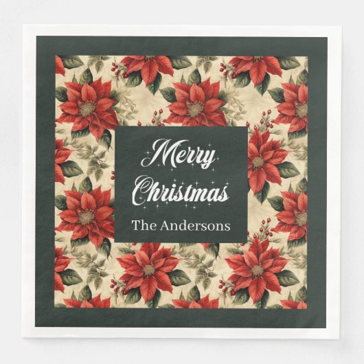 Watercolor Christmas Napkins Personalized Touch (正面)