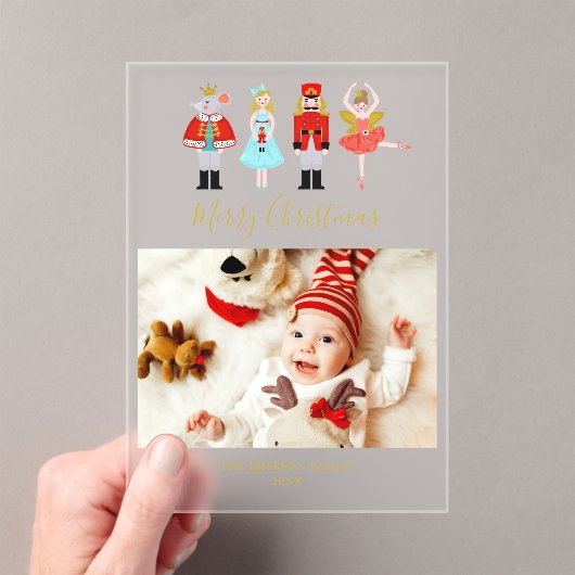 Watercolor Christmas Nutcracker Ballet Characters アクリル招待状 (インサイチュ (ポータブル))