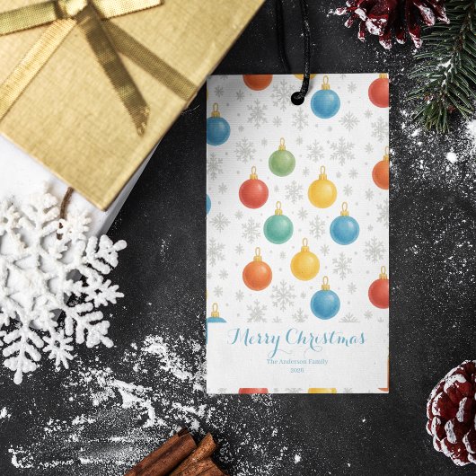 Watercolor Christmas Ornaments & Snowflakes -  ギフトタグ
