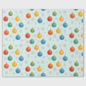 Watercolor Christmas Ornaments & Snowflakes -  ラッピングペーパー (フラット)