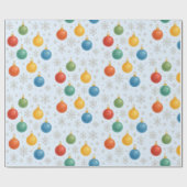 Watercolor Christmas Ornaments & Snowflakes - ラッピングペーパー (フラット)