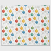 Watercolor Christmas Ornaments & Snowflakes - ラッピングペーパー (フラット)