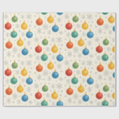 Watercolor Christmas Ornaments & Snowflakes -  ラッピングペーパー (フラット)