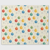 Watercolor Christmas Ornaments & Snowflakes -  ラッピングペーパー (フラット)