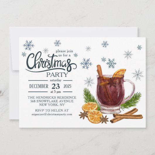 Watercolor Christmas Party Invitation 招待状 (正面)