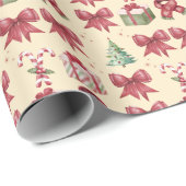 Watercolor Christmas Pattern Gift ラッピングペーパー (ロールコーナー)