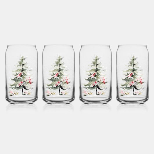 Watercolor Christmas Pine Trees ガラス缶 (裏面)
