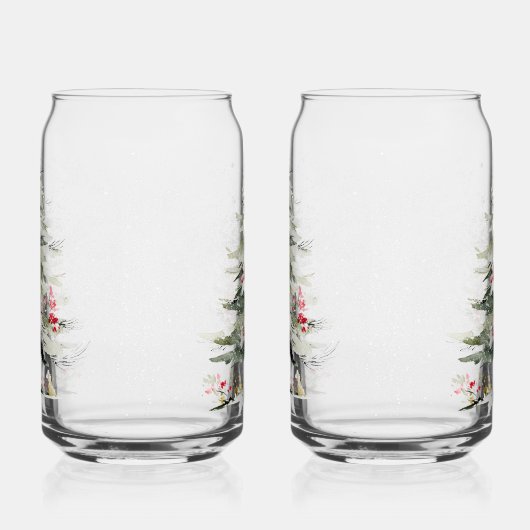 Watercolor Christmas Pine Trees ガラス缶 (右)