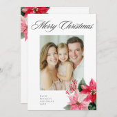 Watercolor Christmas Poinsettia Design シーズンカード (正面/裏面)