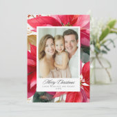 Watercolor Christmas Poinsettia Design シーズンカード (スタンド正面)
