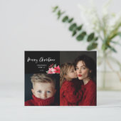 Watercolor Christmas Poinsettia Design シーズンポストカード (スタンド正面)