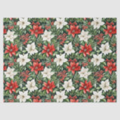 Watercolor Christmas Poinsettias and Berries 薄葉紙 (正面)