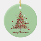 Watercolor Christmas Polka Dot Tree セラミックオーナメント (裏面)