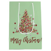 Watercolor Christmas Polka Dot Tree ミディアムペーパーバッグ (裏面)
