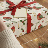 Watercolor Christmas Robin Wrapping Paper ラッピングペーパー