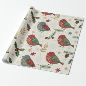 Watercolor Christmas Robin Wrapping Paper ラッピングペーパー (アンロールド)