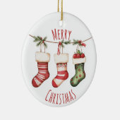 Watercolor Christmas Stockings Ornament セラミックオーナメント (右)